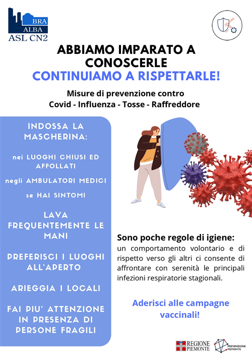 Misure di prevenzione contro Covid - Influenza - Tosse - Raffreddore